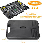 TLGREEN 95 Piece Tool Set, Tool Kit, Mechanics Tool Set, Portable Toolbox with Adjustable Wrench Pliers Socket Bits, with Pla
