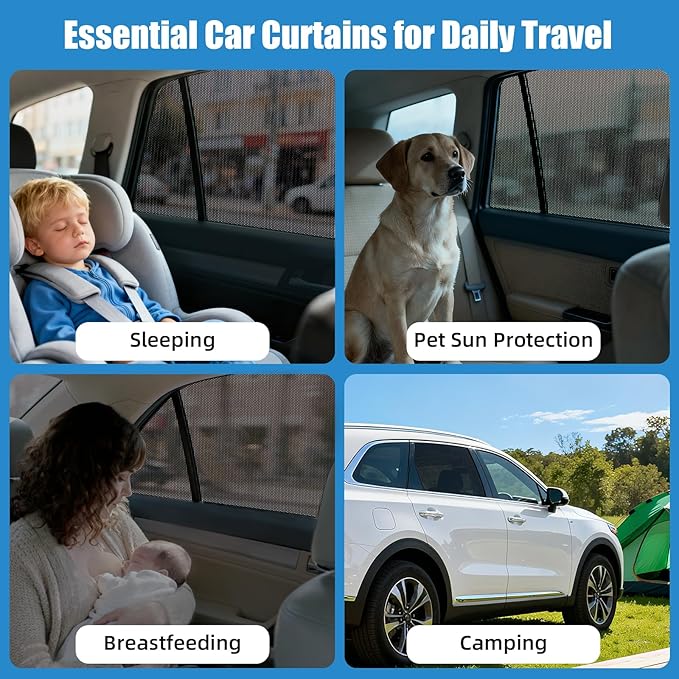 Car Window Shades for 2021-2023 Kia Sorento - Rear Side Window Sun Shade for Baby, Breathable Mesh Car Privacy Window Covers, UV Protection and Heat Insulation for Road Trips, Napping, Camping