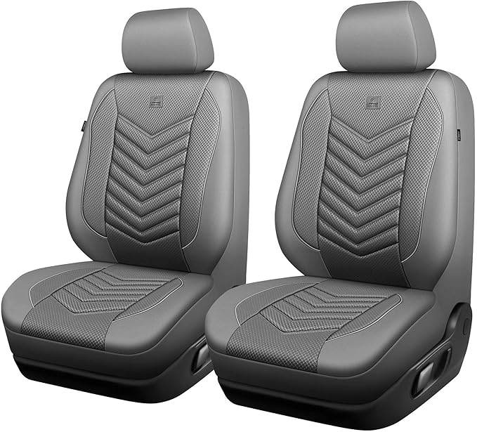 CAR PASS 3D Foam Mesh Leather Car Seat Covers Front Seats, Grey Breathable Front Seat Cover for Cars, Comfortable Universal F