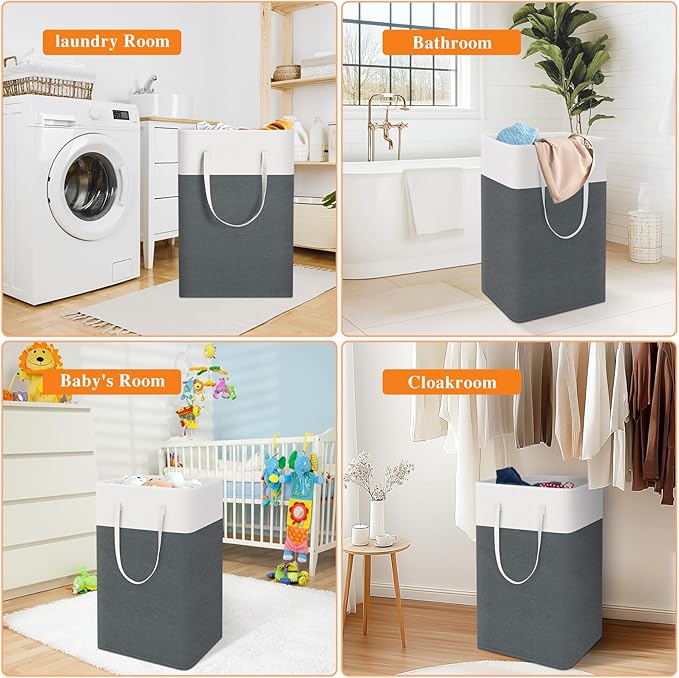TasticTotes laundry basket 3-Pack, laundry hamper, Hamper with handles, collapsible laundry baskets, Waterproof dirty clothes