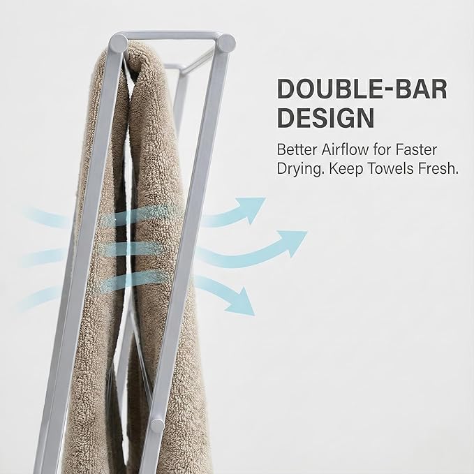 Metal Leaning Ladder Towel Rack, 4-Tier Blanket Stand for Bathroom Living Room, No Drilling Quilt Storage Organizer(Silver)