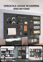 Pegboard Wall Organization Accessories Pack - 25 Pieces of White Hooks, Storage Bins & Fastening Strips(Black)