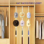 SWTYMIKI Over Door Hat Organizer - 3 Packs Metal Hanging Hat Rack with 12 Hooks Design, Baseball Cap Hanger Organizer Storage