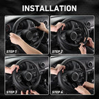 SEG Direct Black Car Steering Wheel Cover Small Size 14-14.25 inch (35.5-36 cm), for Prius Civic Model 3 Model Y Camaro, Brea