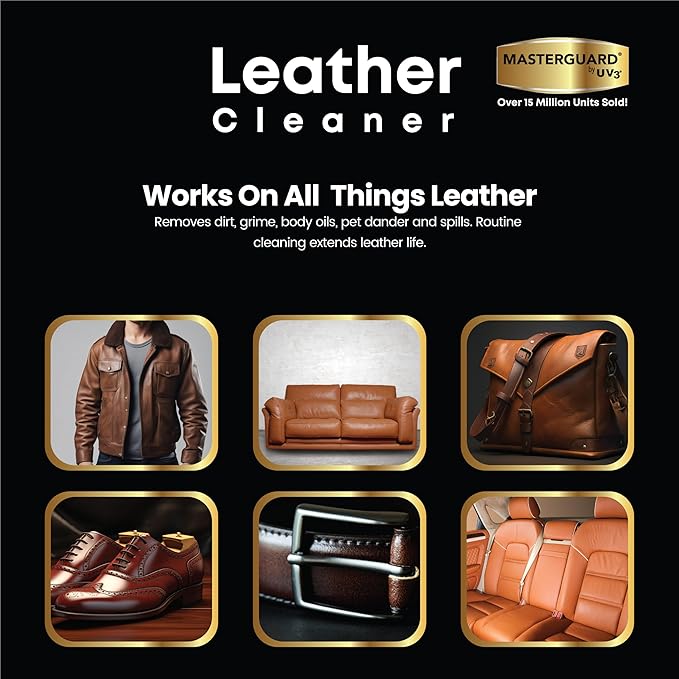 MASTERGUARD Leather Cleaner – Water-Based, Non-Toxic Spray for Furniture, Car Seats, Boots, Jackets & Purses – Cleans & Condi