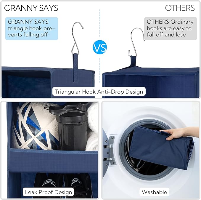 GRANNY SAYS 3-Shelf Closet Organizers and Storage, Foldable Hanging Closet Organizer, Closet Hanging Shelves with 2 Metal Hoo