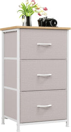 Somdot Dresser for Bedroom with 3 Drawers, Storage Organizer Chest of Drawers with Removable Fabric Bins for Closet Bedside L