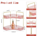 Delicate Pink 2-Tier Corner Counter Organizer with Expandable Hooks | Bathroom, Kitchen & Vanity Storage for PET Makeup, Skin
