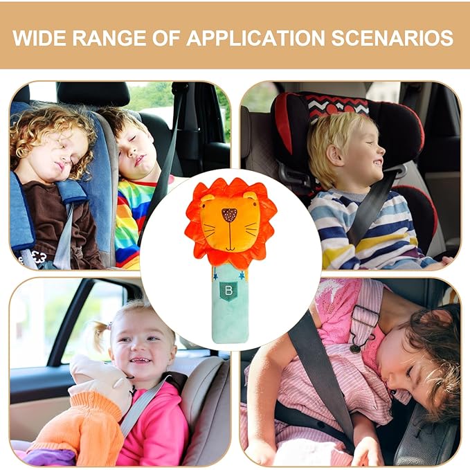 Children seat Belt Pillow Soft, Universal Seatbelt Pillow for Kids, Seat Belt Adjuster and Seatbelt Pillow for Kids Travel, for All Car Seats, Stroller, Pushcar (B)