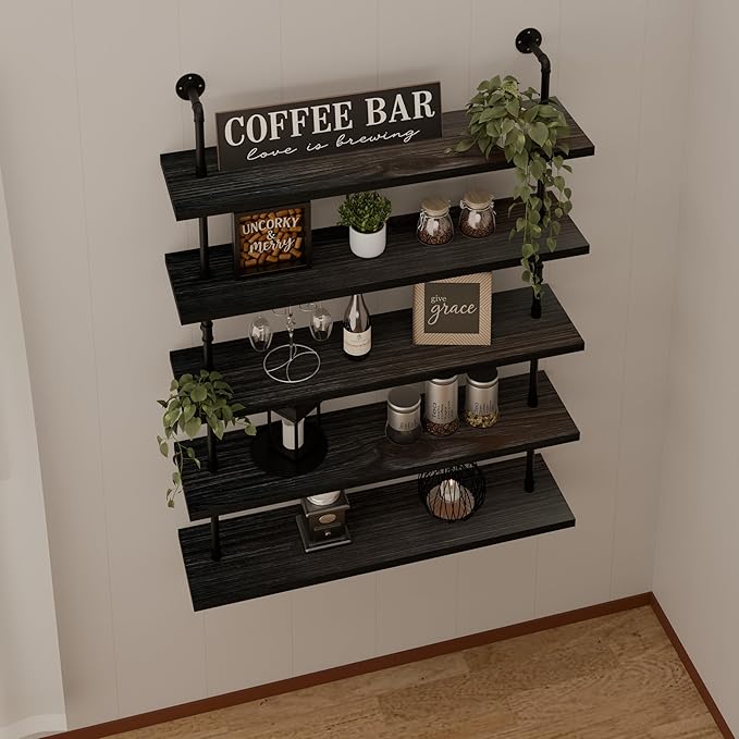 Floating Shelves for Wall Living Room Shelves Bookshelf Industrial Pipe Shelving Shelf Real Wood Planks 36 inch Rustic Wall S