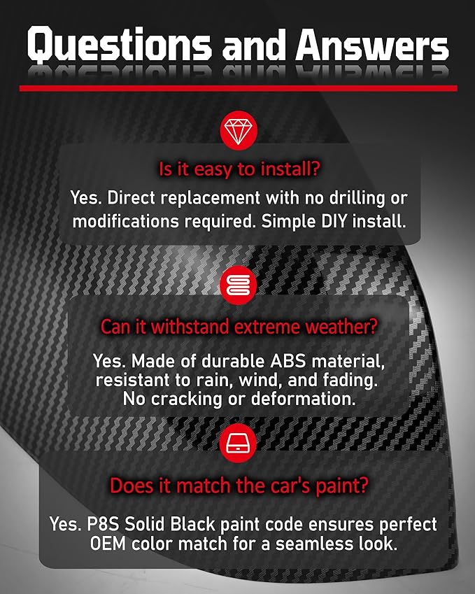 Side Mirror Caps Cover Compatible with Tesla Model Y 2021 2022 2023 2024 Gloss Carbon Fiber Mirror Covers