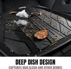CAR PASS 3 Row Heavy Duty Rubber Car Mats, Deep-Dish All-Weather Floor Mats for 7 Seats 8 Seater 2nd & 3rd, Waterproof Universal Trim to Fit Liner Van,SUV,MPV,7 Passengers Vehicle,(Black 3 Row)