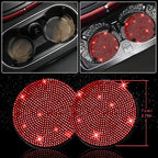 NBTEPEM 27 PCs Red Bling Car Accessories Set for Women, Steering Wheel Covers Universal Fit 15 Inch, Bling License Plate Frame, Bling Phone Holder, Bling Car Coasters (Red Diamond)