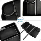 Center Console Seat Headrest Organizer for 2011-2024 2025 Ford F150 F250 F350 F450 F550 F650 Accessories, Storage Tray with Non-Slip Rubber Mat (Jump Seat Only)