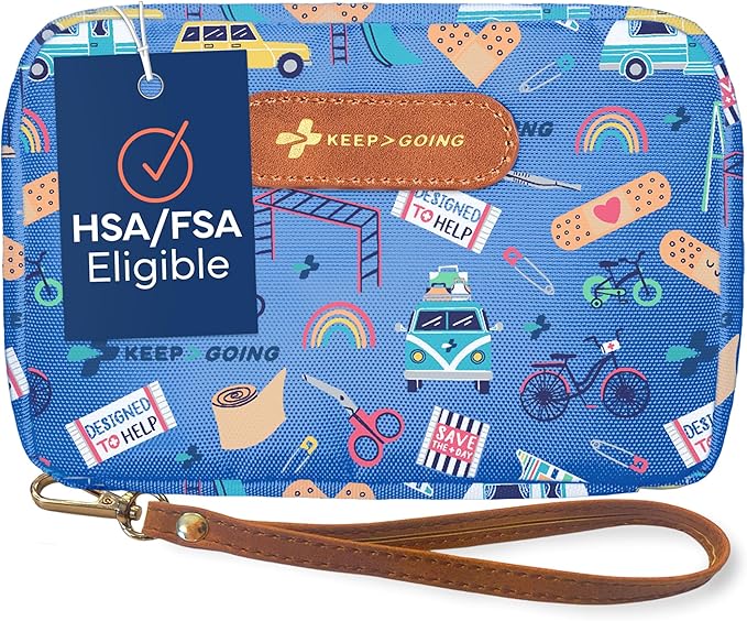 KeepGoing Travel First Aid Kit for Kids – 130 Pc. for Car, Home, Purse, Diaper Bag & Backpack with Latex-Free Bandages - Mini