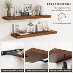 Fun Memories 72 Inch Fireplace Mantel Shelf, 10 Inch Deep Shelves for Display & Wall Storage, Rustic Wood Wall Shelf, Extra L