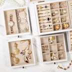 Poyilooo Jewelry Box Organizer, Solid Wood Jewelry Boxes for Women for Storage & Display Necklace Ring Earring Bracelet, Rust