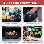 TRUNKCRATEPRO Car Organizers and Storage Premium Adjustable Multi Compartments Car Storage Organizer | Portable and Foldable SUV Trunk Organizer for Car (Standard Size, 20.86"L x 13.4"W x 10"H )-Black