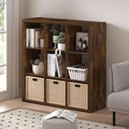 Furinno Cubicle Book Shelf, 9-Cube Bookshelf, Extra Thick Frame Reversible Bookcase with Open Back, 14.6" x 44" x 44", for Li