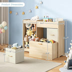 EXPERLAM Toy Organizer and Stuffed Animals Storage, All-in-One Toy Shelf with Stuffed Animal Holder, 2 Drawers, Movable Toy C