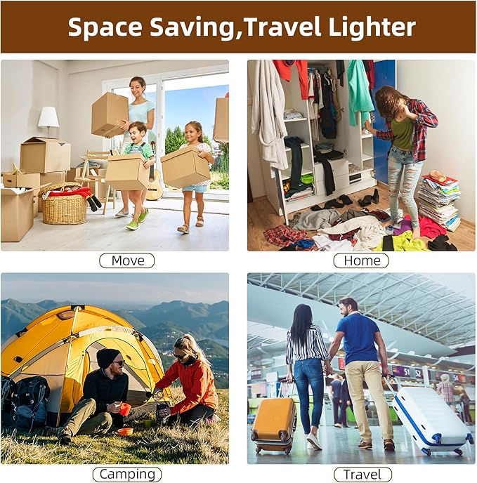 12 Pack Vacuum Bags for Travel with Rechargeable Air Pump & LED Light,Vacuum Travel Bags,Vacuum Storage Bags(4L+4M+4S),80% Sp