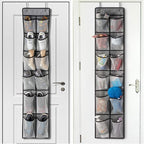 KEEPJOY Over The Door Shoe Organizer 2 Pack,Mesh Pockets Hanging Shoe Rack Over The Door,Shoe Storage Closet with 4 Hooks,Was