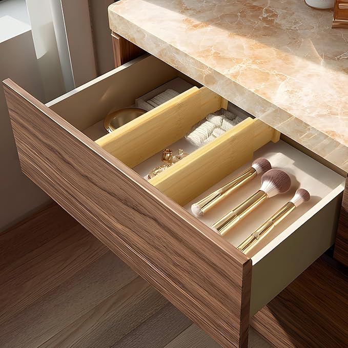 VaeFae 3 Pack Bamboo Drawer Dividers, 4" High Adjustable 11.9-17.1" Clothes Drawer Organizers, Expandable Separators for Bedr