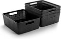 BINO | Woven Plastic Basket | Medium (Black), 4-Pack | THE JUTE COLLECTION | Home Organization, Space - Saving Storage, Styli
