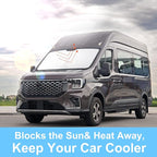 TINGLU Sun Shade for Ford Transit 2015-2024 2025 2026 Accessories Windshield Sun Shade Window Shade UV Rays Protection Sun Visor Cover with Steering Wheel Sunshade Storage Bag