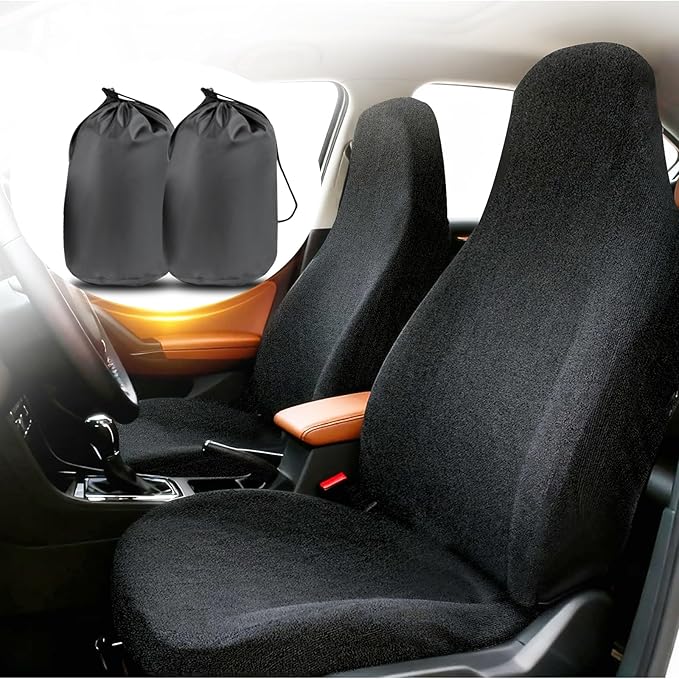 Universal Car Seat Cover Towel, Waterproof Washable Sweat Protection for Front Bucket Seats, Non-Slip Fit, Fits Cars SUVs Tru