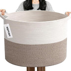 90L Extra Large Blanket Basket,Rope Woven Storage Basket with Handles, Laundry Hamper for Toys, Clothes, Pillows & Towels, Pe