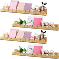 Pinkunn 4 Pcs Nursery Book Shelves 35.4 Inch Rattan Scalloped Floating Bookshelves Wicker Boho Book Shelf for Wall Mounted De