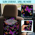 Car Garbage Bag Watercolor Colorful Butterflies Hanging Canvas Car Trash Bag Waterproof Drawstring Car Back Seat Organizer for Car Back Front Seat Console with Adjustable Buckle