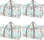 BALEINE 4-Pack Oversized Moving Bags with Reinforced Handles, Heavy-Duty Storage Tote for Clothes, Moving Supplies (Mosaic, 4