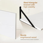 Deep Floating Shelves Wall Mounted, 16"x12" White Wall Shelves with Brackets Set of 2 for Bedroom, Living Room, Bathroom, Kit