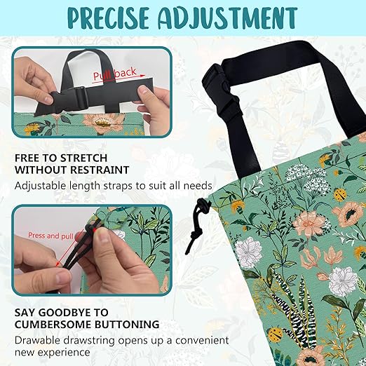 Car Garbage Bag Blooming Floral and Leaves Drawstring Car Trash Bag Hanging for Back Seat with Adjustable Buckle Canvas Vehicle Trash Can Easy-to-Install