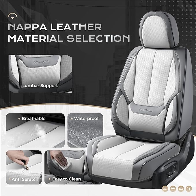 Coverado Seat Covers, Car Seat Covers Front Seats, Car Seat Cover, Car Seat Protector Waterproof, Car Seat Cushion Nappa Leat