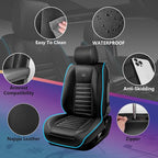 CAR PASS LED Lights Nappa Leather Car Seat Covers Front Seats, Waterproof Seat Cover for Cars Variable RGB Lights with DIY Mu
