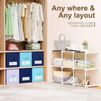 Geelin 6 Blue Cube Storage Organizer with Fabric Bins and Labels, 11 Inch Collapsible Toy Organizer Shelf Storage Bins Dresse