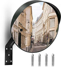 16-Inch Convex Security Corner Mirror - Adjustable Fixing Bracket, Wide Angle, Indoor and Outdoor Use - Ideal for Warehouse, Office, Parking Garage, Alleys, Driveways and Traffic Safety(Black）