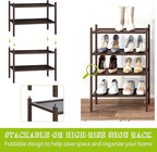 BMOSU 2-Tier Bamboo Small Shoe Rack Premium Stackable Shoe Shelf Storage Organizer for Hallway Closet Living Room Entryway Or