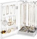 Lolalet Earring Holder Organizer, Acrylic Jewelry Organizer Rotating Clear Earrings Display Box, Dust-proof Jewelry Storage C