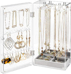 Lolalet Earring Holder Organizer, Acrylic Jewelry Organizer Rotating Clear Earrings Display Box, Dust-proof Jewelry Storage C