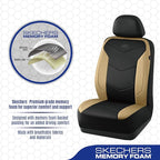 Skechers Memory Foam Seat Covers,Leather Car Seat Covers, Ultimate Comfort & Support Front Seat Covers Airbag Compatible, Aut