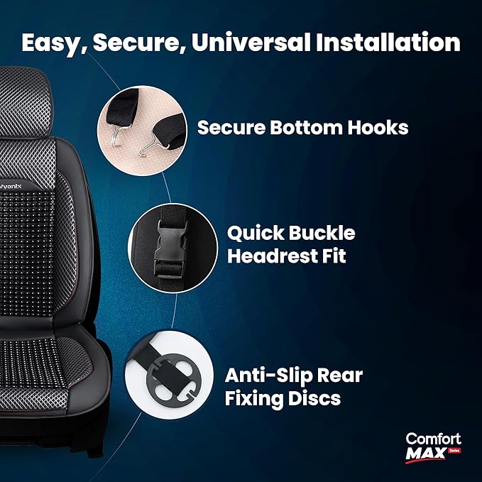 Beaded Car Seat Cover – Wooden Bead Massage Support with Breathable Cooling Mesh – Universal Fit for Sedan, SUV & Truck (1 Pa
