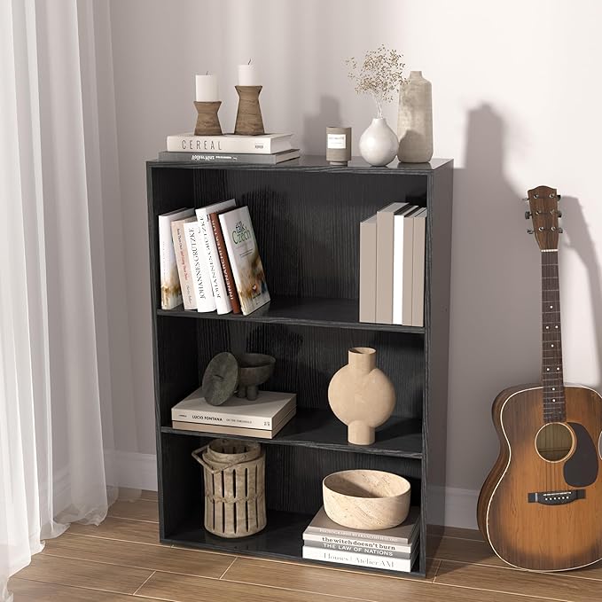 Wooden 3 Cube Storage Organizer,3 Tier Low Bookcase Storage Display Organizer, 33 Inch Versatile Cubes Shelf and Cubby Unit f