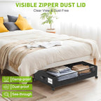 Under Bed Storage with Wheels, 2-Pack Under the Bed Storage Containers with Clear Lids & Label, Underbed Storage Bins, XXL 60