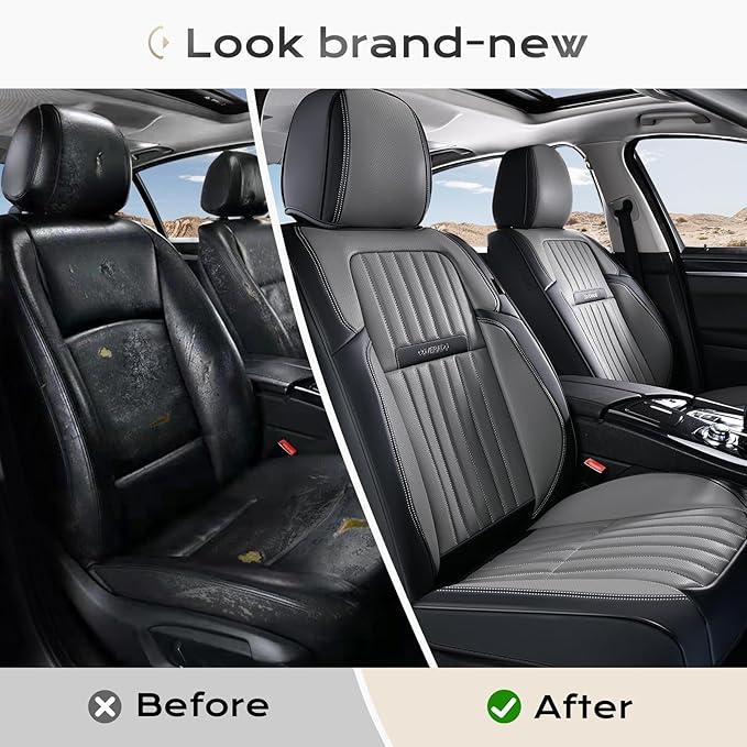 Coverado Car Seat Covers Front Seats, Seat Covers for Cars, Car Seat Protector, 2-Pack Car Seat Cushion Nappa Leather, Waterp