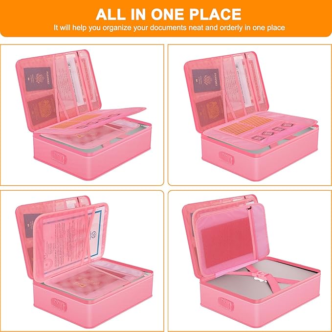 Noiposi Document Organizer with 5200℉ Heat Insulated,Waterproof and Fireproof Document Box,Portable Home Travel Safe Storage 