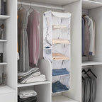 BrilliantJo 5 Shelves Hanging Closet Organizer, 2 Pack Hanging Storage with 6 Side Pockets for Clothes Shoes, 43"x12"x12"(Mar